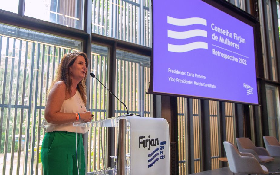 Carla Pinheiro no Conselho de Mulheres, em 2022, na Casa Firjan. Créditos: Acervo Firjan