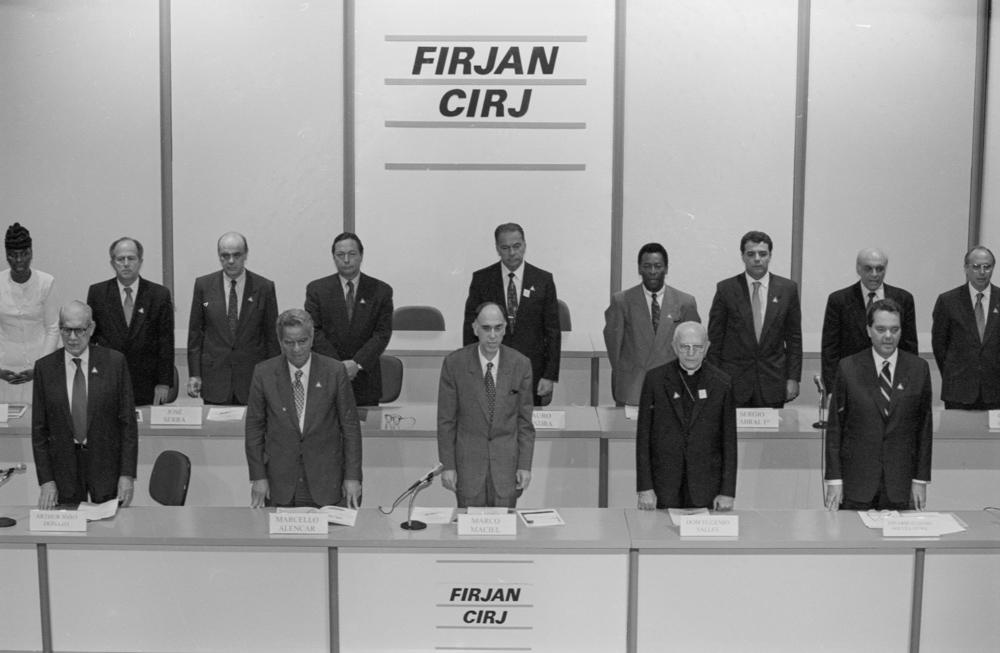 Eduardo Eugenio Gouvêa Vieira na cerimônia de posse de seu primeiro mandato como Presidente da Firjan no dia 20/10/1995. Créditos: André Durão/ Acervo Firjan