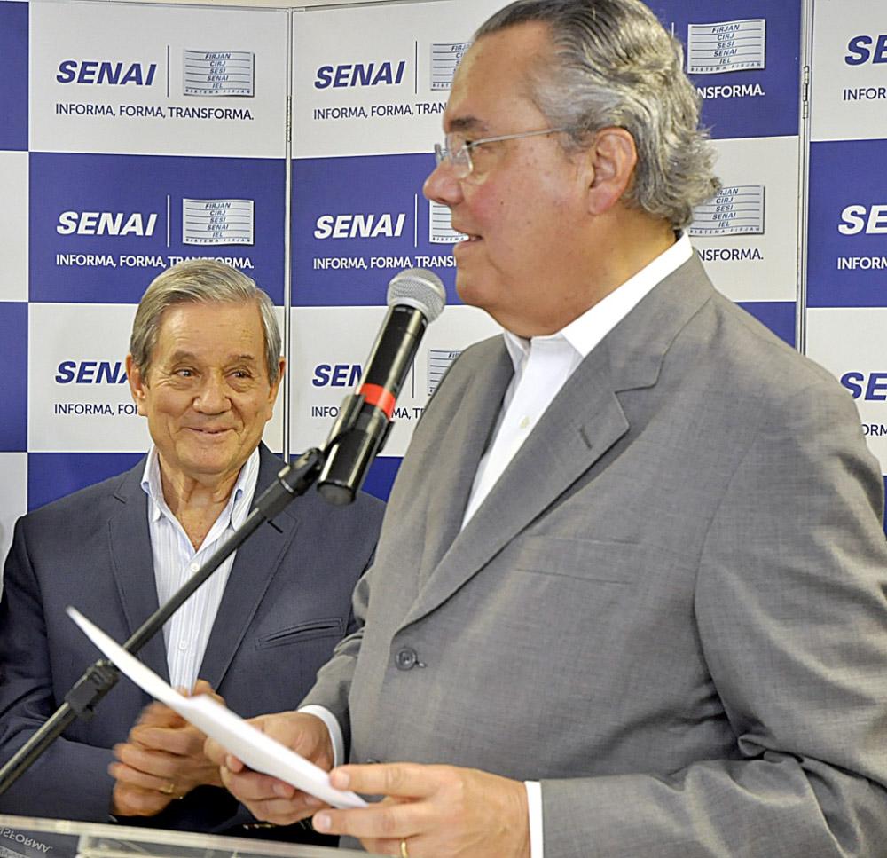 Abílio Ferreira Marques e Eduardo Eugenio Gouvêa Vieira na inauguração da Escola de Panificação Firjan SENAI em Volta Redonda no dia 24 de julho de 2014.  Crédito: Acervo Firjan