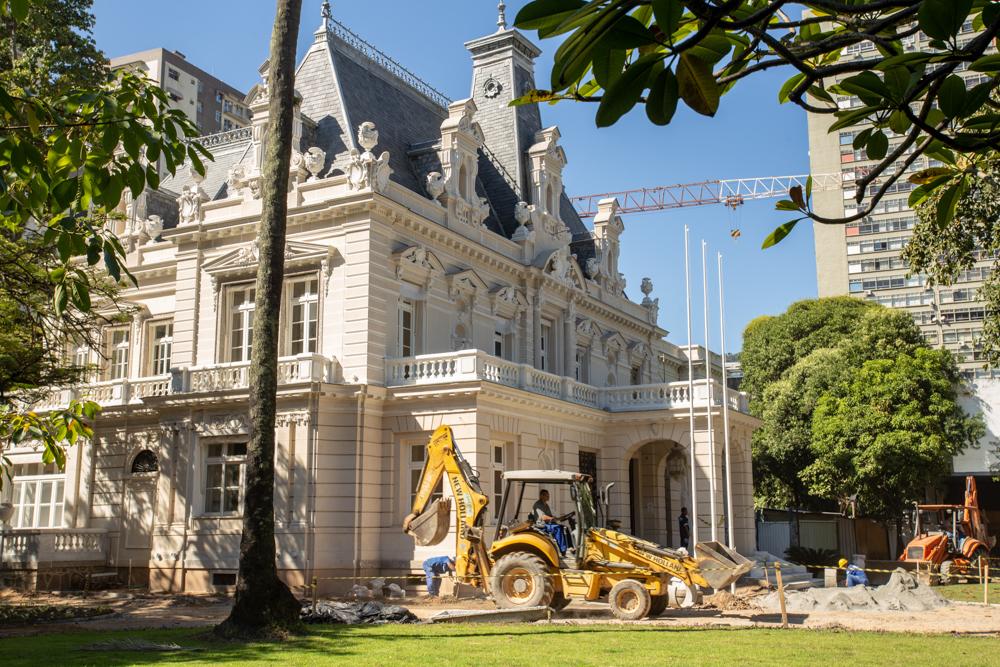 Obras de restauro do Palacete Lineu de Paula Machado em 04/05/2018. Créditos: Paula Johas/ Acervo Firjan