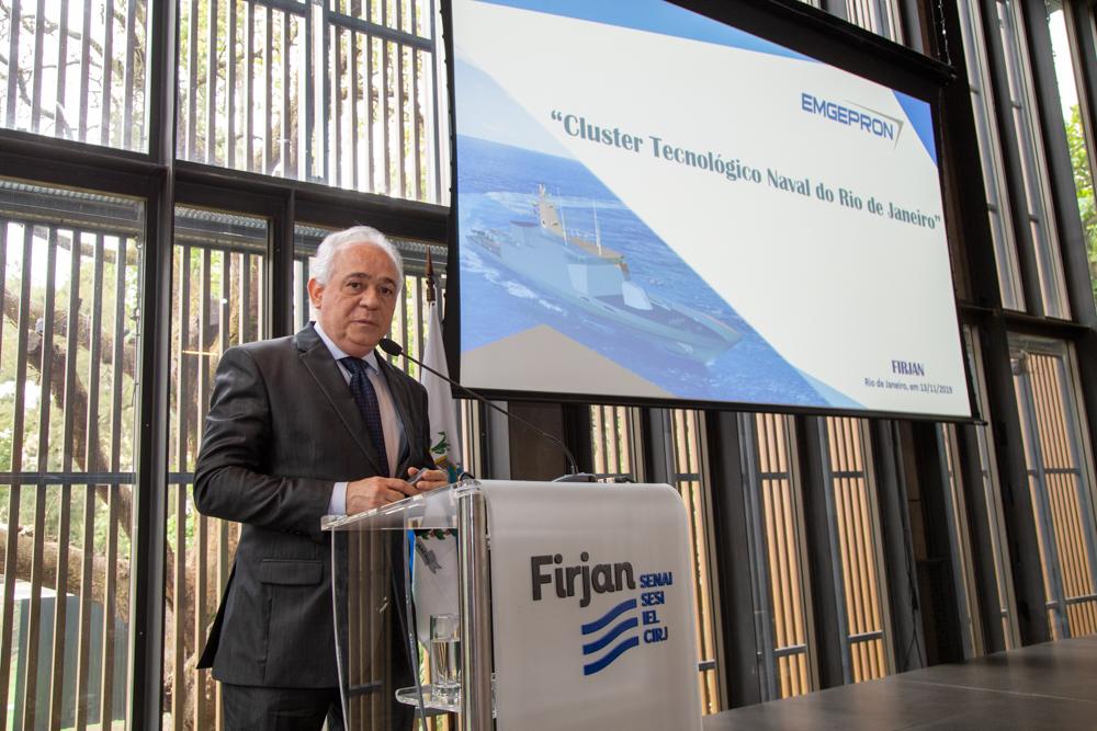 Edésio Teixeira Lima Junior fala no lançamento da Associação do Cluster Naval do Rio de Janeiro em 13/11/2019. Créditos: Paula Johas/ Acervo Firjan 
