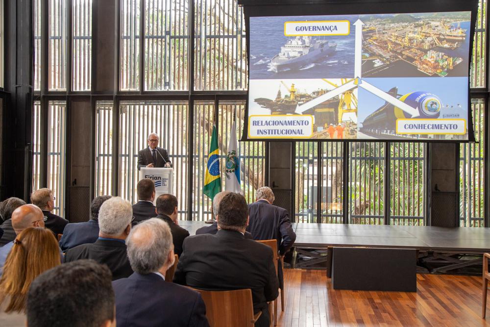 Edésio Teixeira Lima Junior fala no lançamento da Associação do Cluster Naval do Rio de Janeiro em 13/11/2019. Créditos: Paula Johas/ Acervo Firjan 